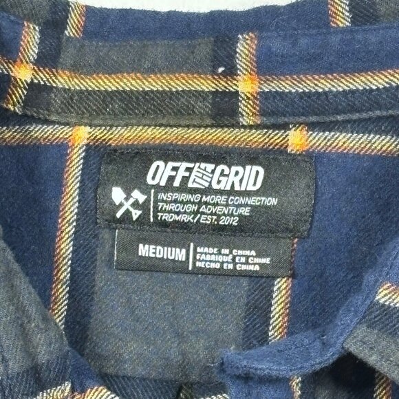 Off the Grid Blue/Green Plaid 100% Cotton Flannel Shirt Outdoor Wear Mens Med - Picture 3 of 8